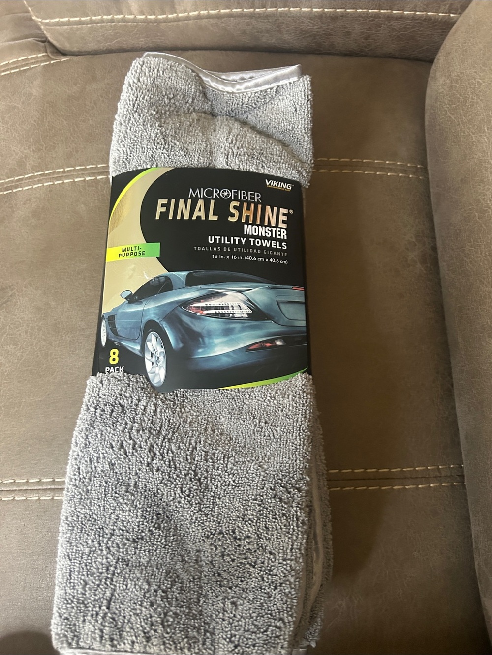 Final Shine Gray Microfiber Utility Towels by Viking - 8 Pack